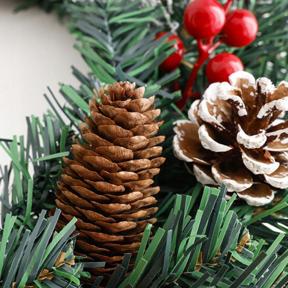 XMAS Świąteczny wianek ozdoba na drzwi wieniec stroik dekoracja choinka girlanda świąteczna xl 40cm - obrazek 4