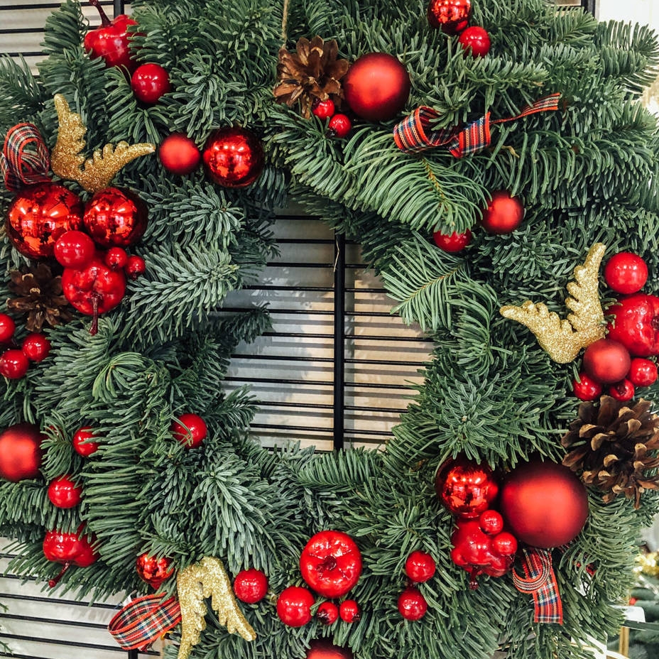 XMAS Świąteczny wianek ozdoba na drzwi wieniec stroik dekoracja choinka girlanda świąteczna xl 45cm - obrazek 3