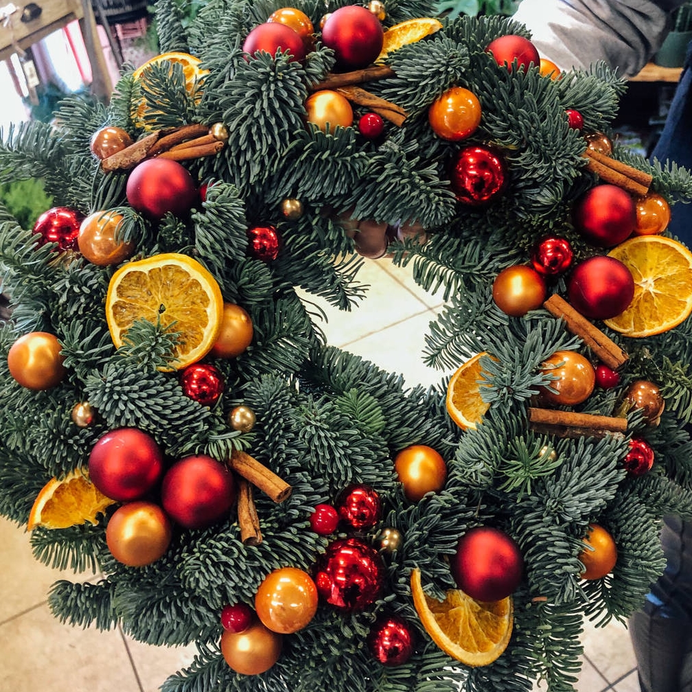 XMAS Świąteczny wianek ozdoba na drzwi wieniec stroik dekoracja choinka girlanda świąteczna xl 45cm - obrazek 6