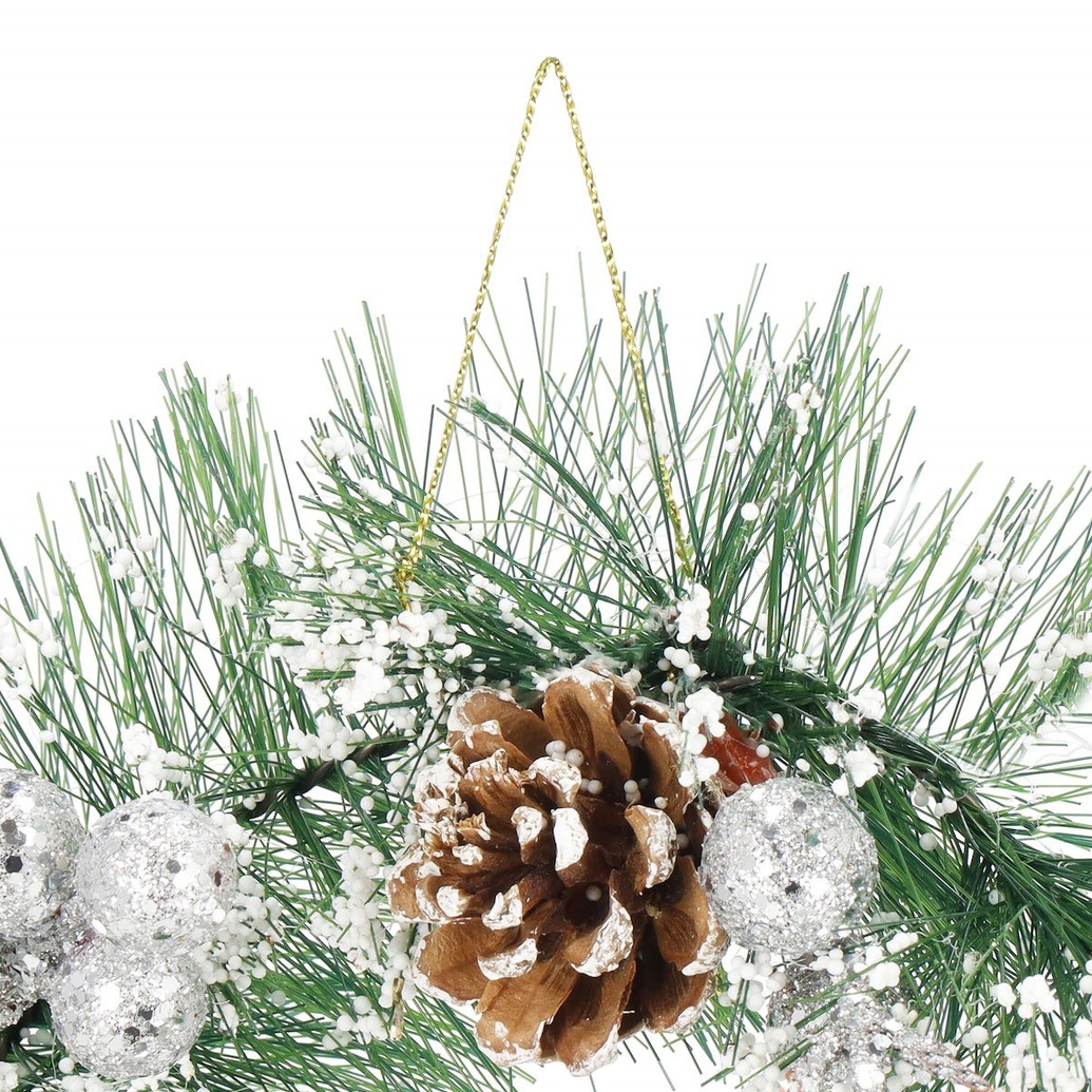 XMAS Świąteczny wianek ozdoba na drzwi wieniec stroik dekoracja choinka girlanda świąteczna 24cm - obrazek 3