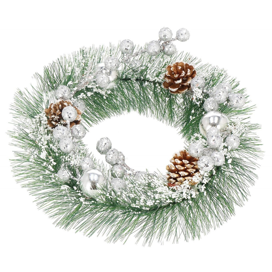 XMAS Świąteczny wianek ozdoba na drzwi wieniec stroik dekoracja choinka girlanda świąteczna 24cm - obrazek 4