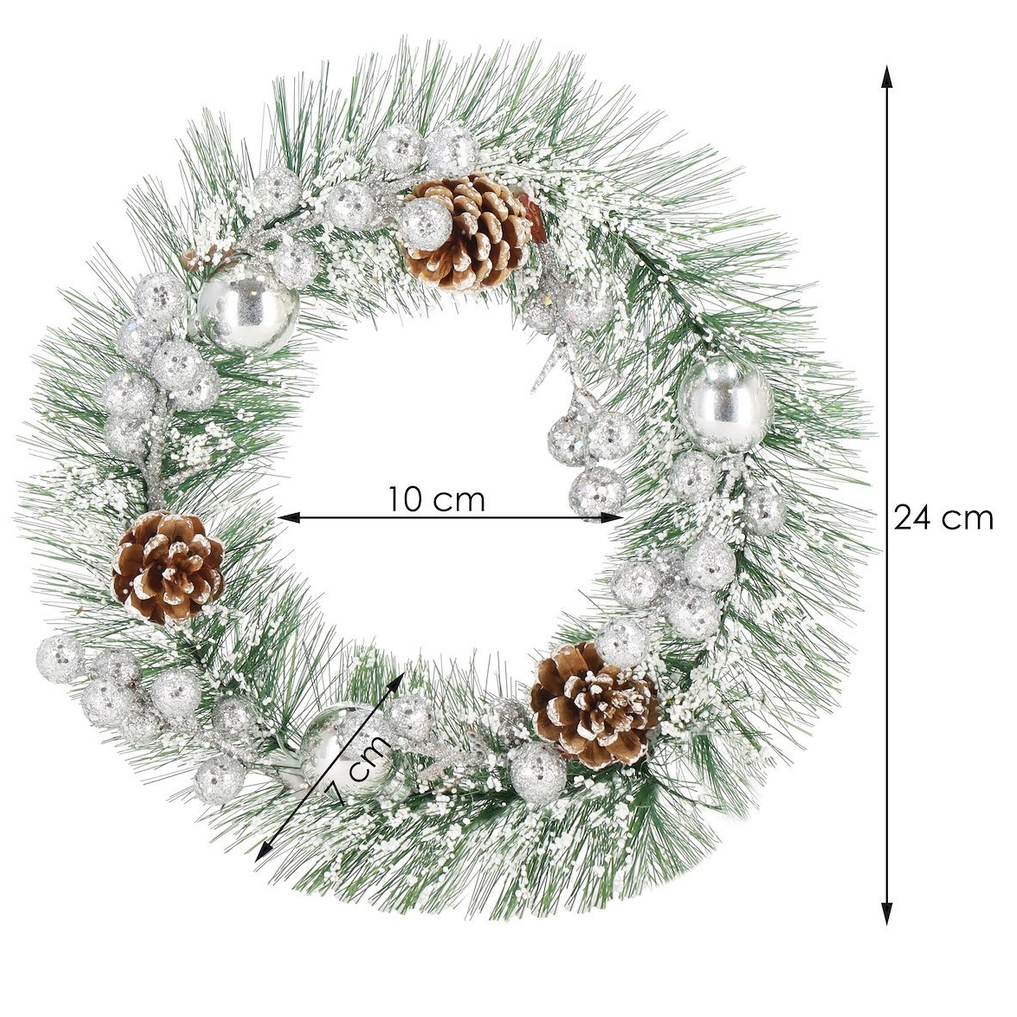 XMAS Świąteczny wianek ozdoba na drzwi wieniec stroik dekoracja choinka girlanda świąteczna 24cm - obrazek 6