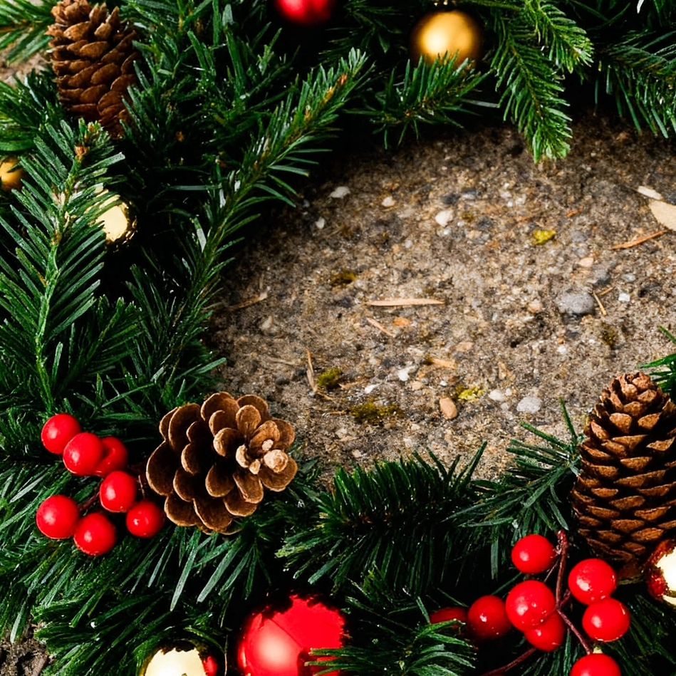 XMAS Świąteczny wianek ozdoba na drzwi wieniec stroik dekoracja choinka girlanda świąteczna 40cm - obrazek 2