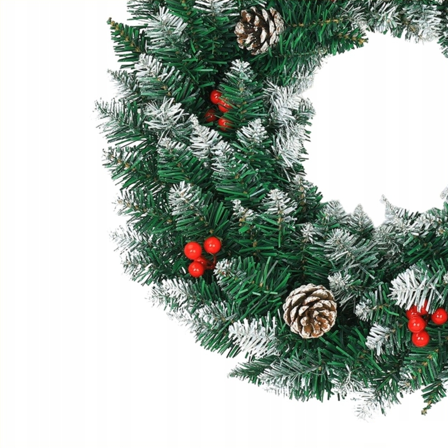 XMAS Świąteczny wianek ozdoba na drzwi wieniec stroik dekoracja choinka girlanda świąteczna 50cm - obrazek 2