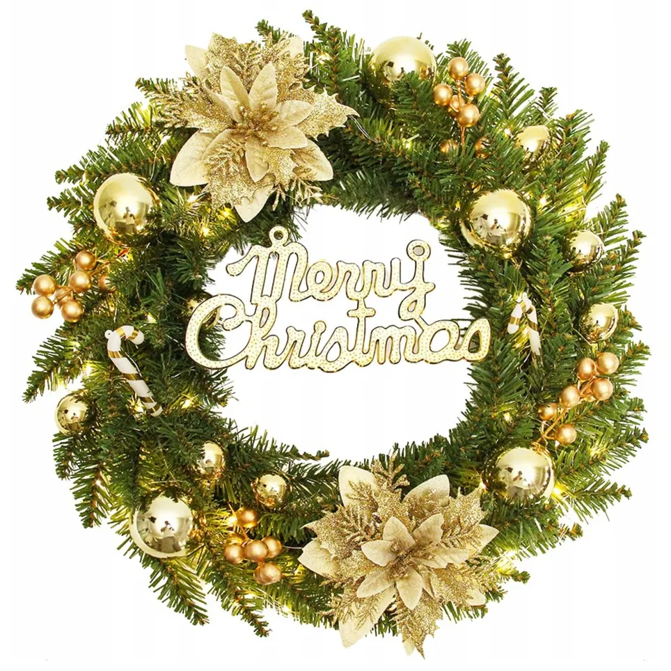 XMAS Świąteczny wianek ozdoba na drzwi wieniec stroik dekoracja choinka girlanda świąteczna 45cm