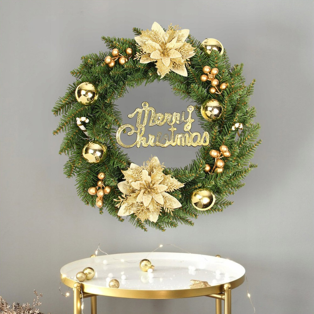 XMAS Świąteczny wianek ozdoba na drzwi wieniec stroik dekoracja choinka girlanda świąteczna 45cm - obrazek 5