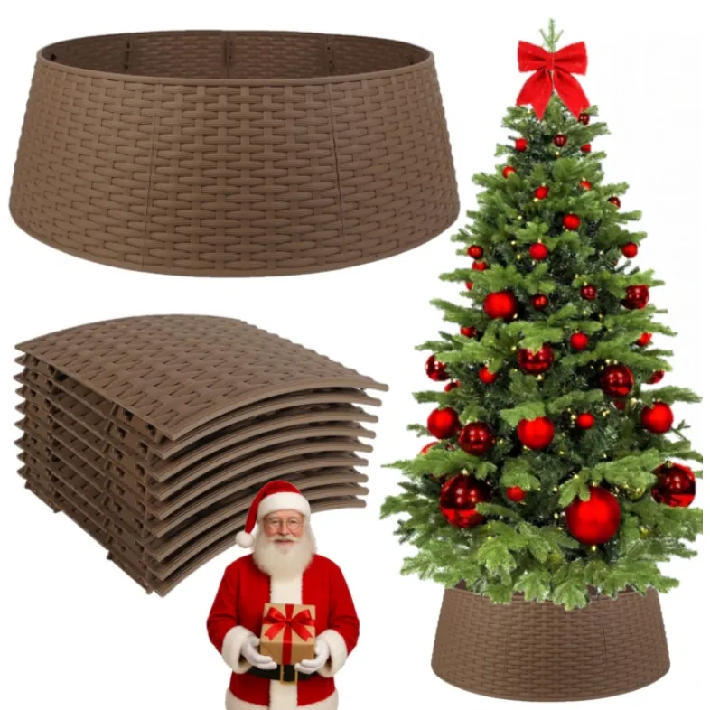 XMAS Osłona pod choinkę na święta stojak choinkowy efekt rattan składana osłonka ozdoba świąteczna