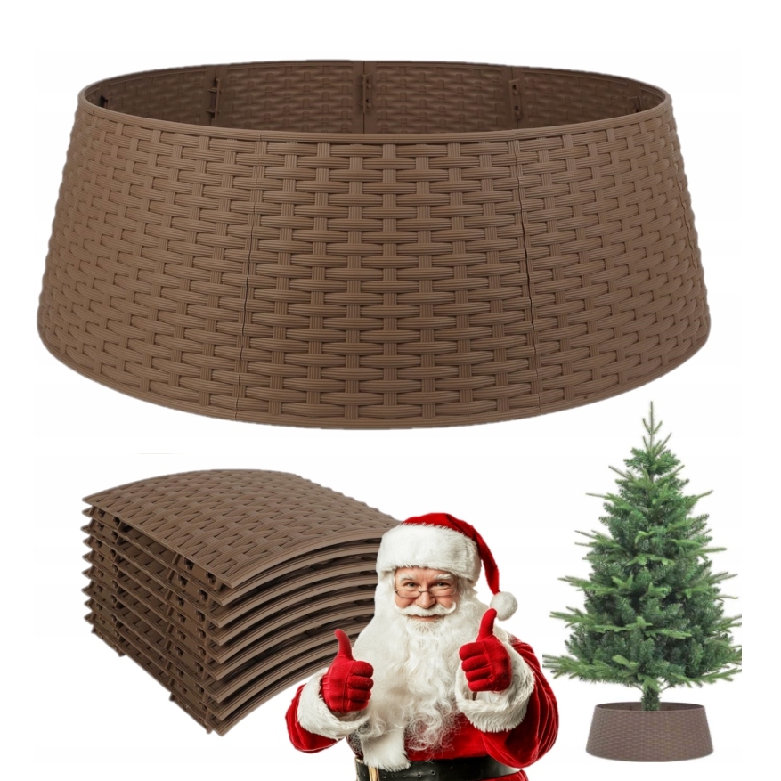 XMAS Osłona pod choinkę na święta stojak choinkowy efekt rattan składana osłonka ozdoba świąteczna - obrazek 2