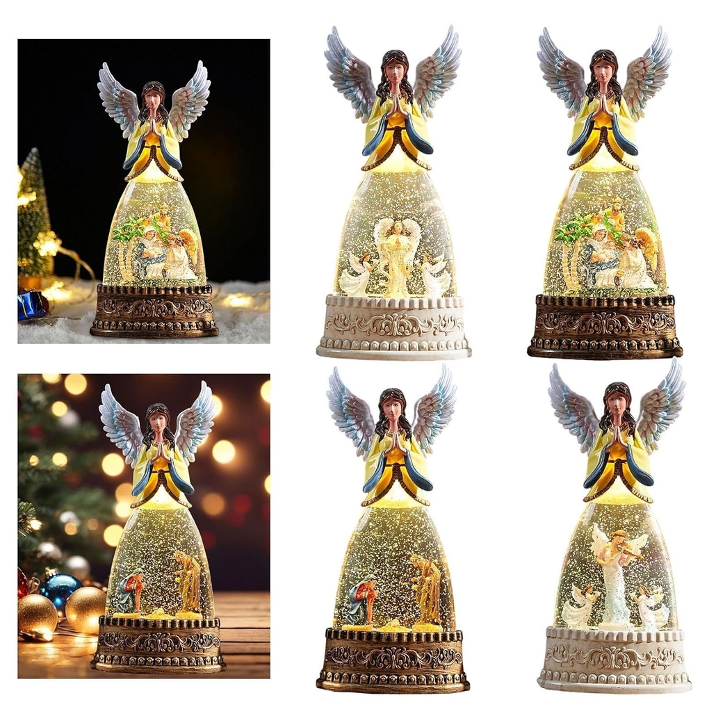 XMAS Figurka anioła anioł led kula śnieżna muzyczna pozytywka ozdoba świąteczna 31cm - obrazek 6