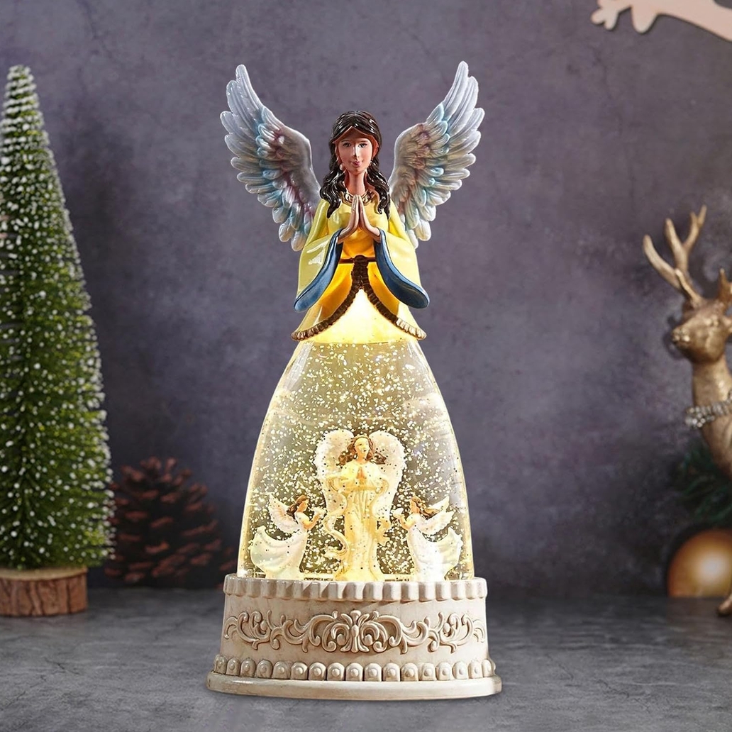 XMAS Figurka anioła anioł led kula śnieżna muzyczna pozytywka ozdoba świąteczna 31cm - obrazek 5