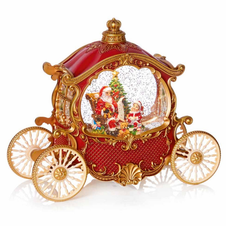 XMAS Karoca z Mikołajem led kula śnieżna muzyczna pozytywka ozdoba świąteczna 26cm - obrazek 3