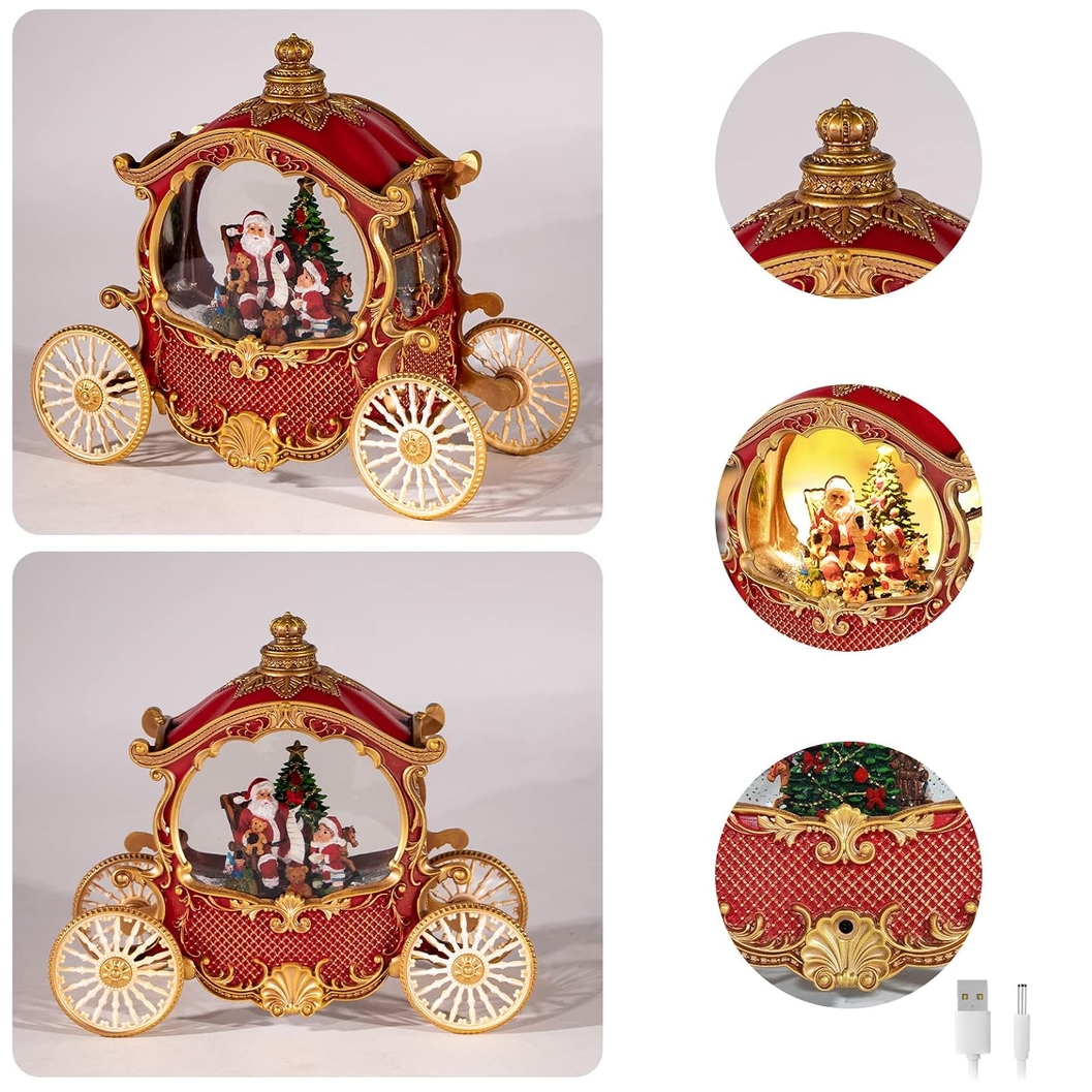 XMAS Karoca z Mikołajem led kula śnieżna muzyczna pozytywka ozdoba świąteczna 26cm - obrazek 5