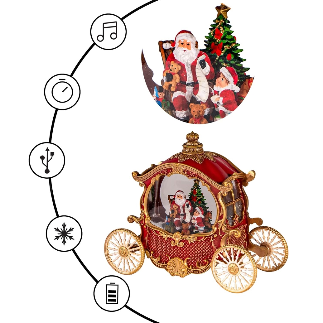 XMAS Karoca z Mikołajem led kula śnieżna muzyczna pozytywka ozdoba świąteczna 26cm - obrazek 6