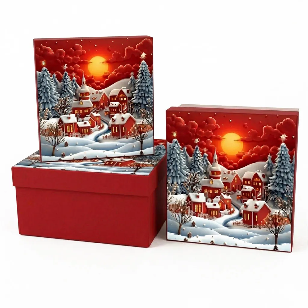 XMAS Pudełka prezentowe pudełko na prezenty dekoracja ozdoba świąteczna zestaw 3szt