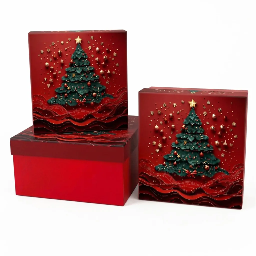 XMAS Pudełka prezentowe pudełko na prezenty dekoracja ozdoba świąteczna zestaw 3szt