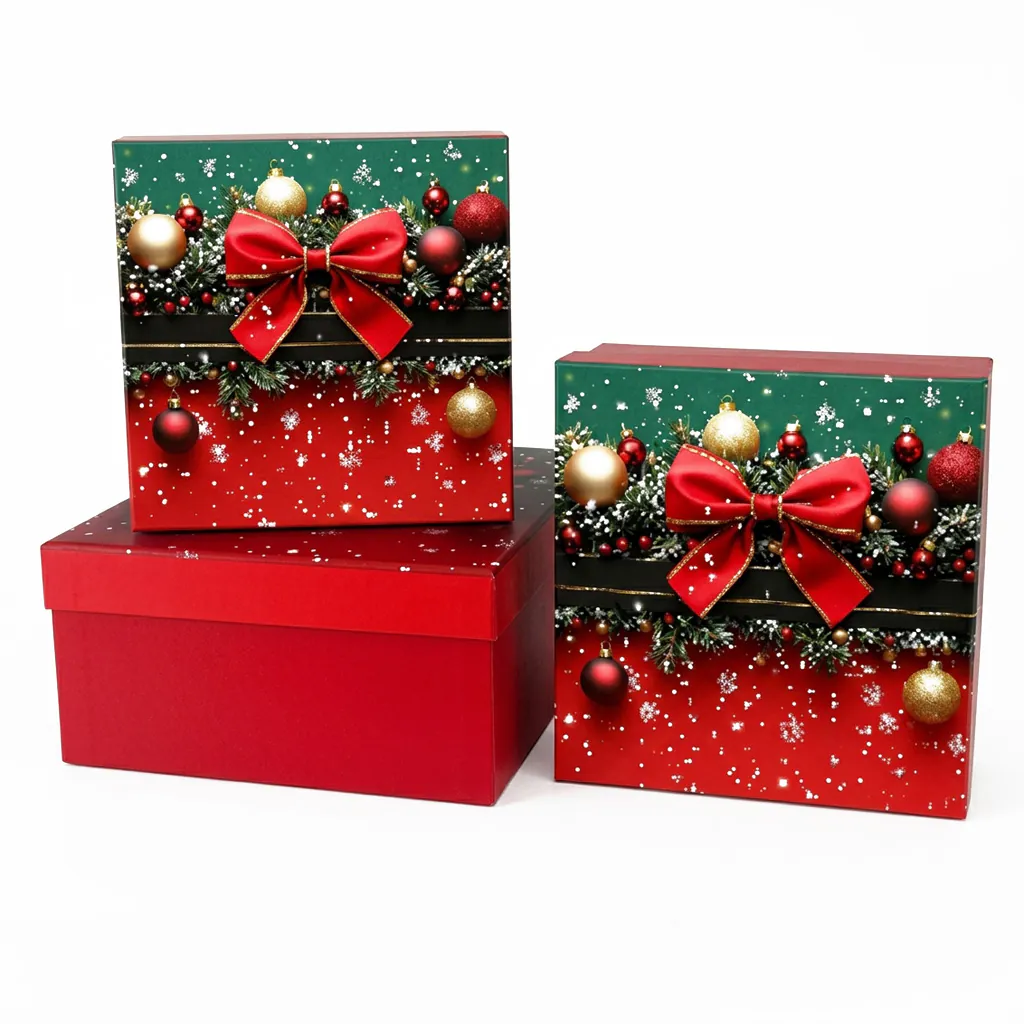 XMAS Pudełka prezentowe pudełko na prezenty dekoracja ozdoba świąteczna zestaw 3szt