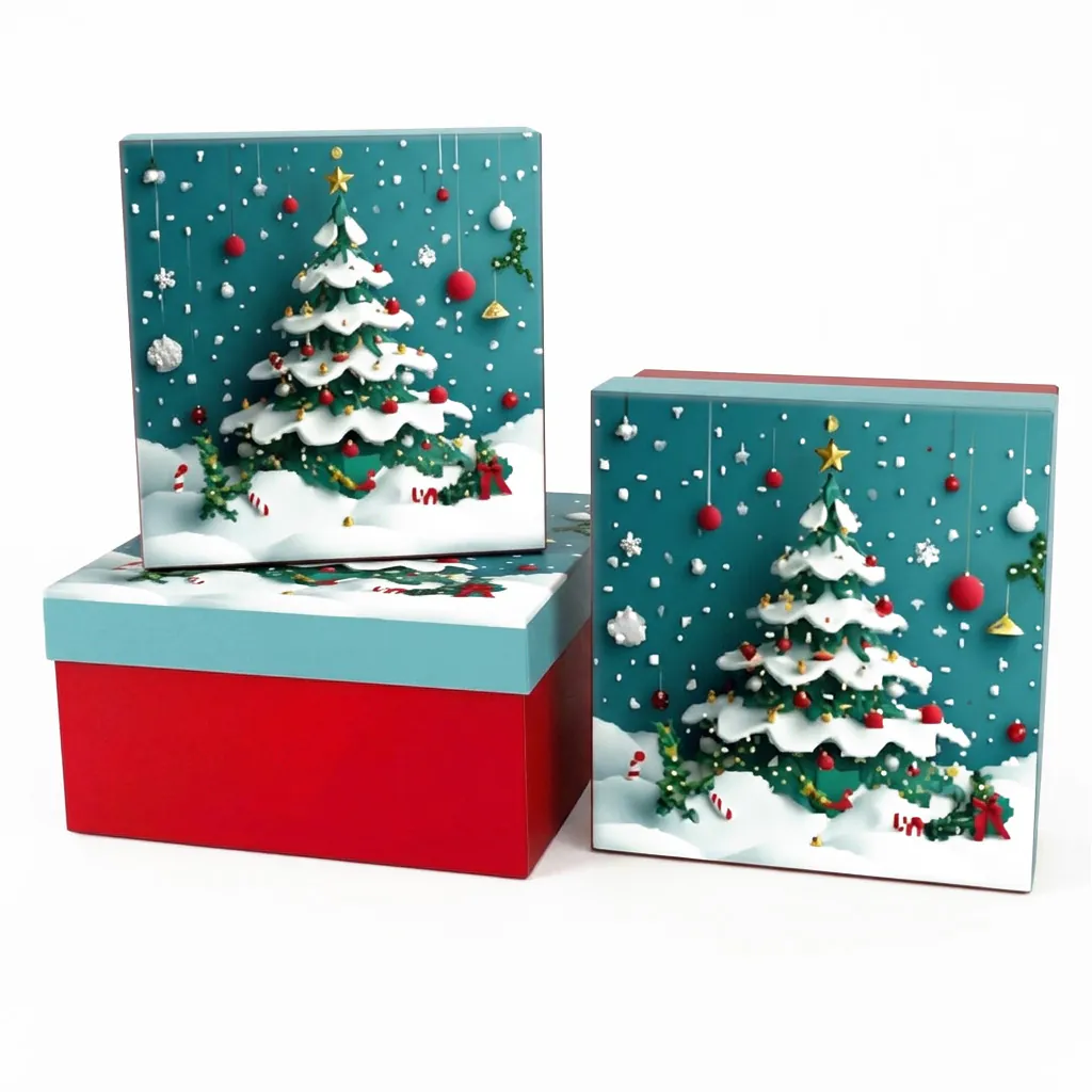 XMAS Pudełka prezentowe pudełko na prezenty dekoracja ozdoba świąteczna zestaw 3szt