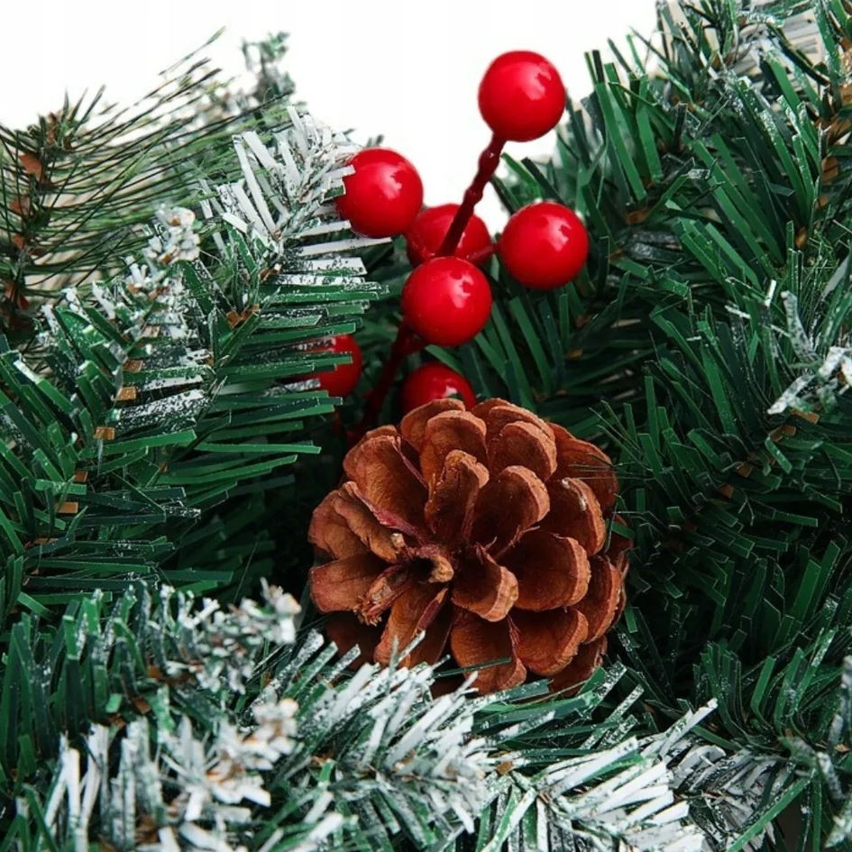 XMAS Świąteczny wianek ozdoba na drzwi wieniec stroik dekoracja choinka girlanda świąteczna 60cm - obrazek 2