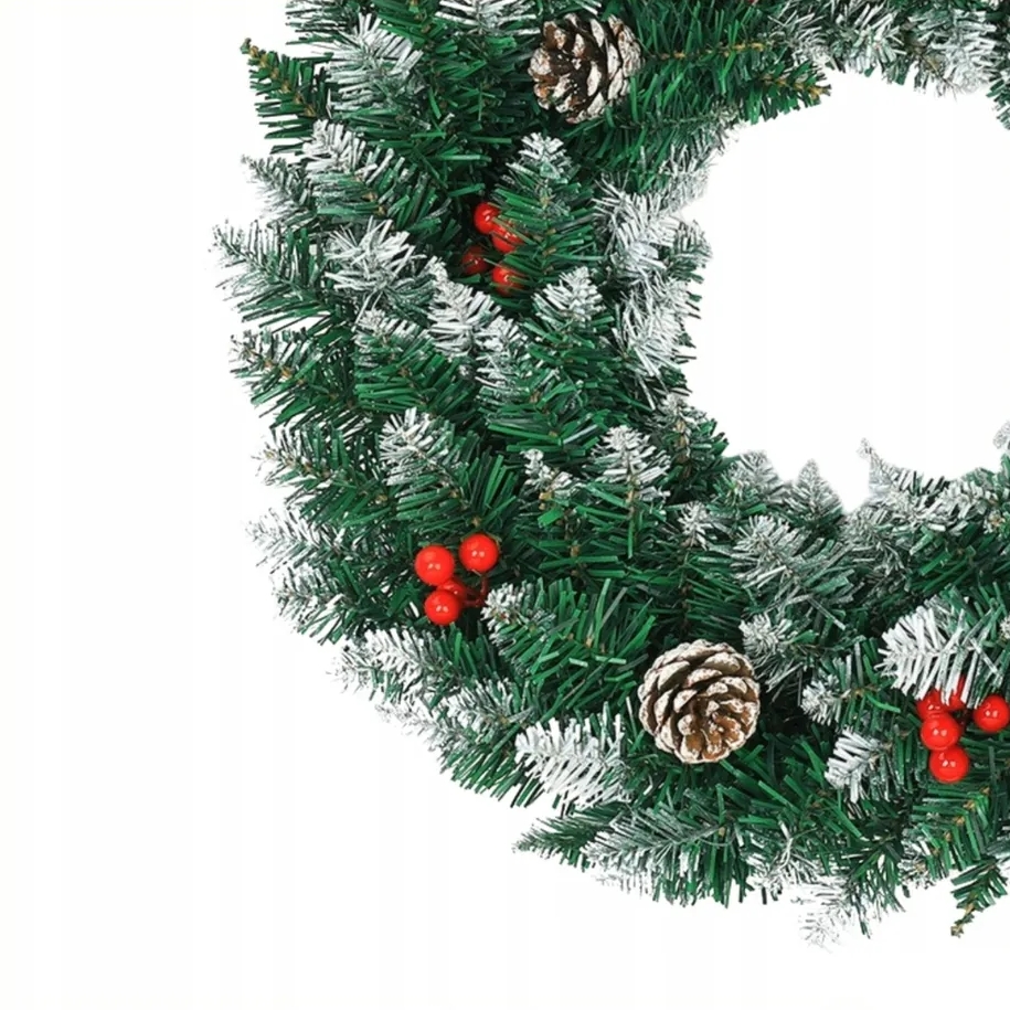 XMAS Świąteczny wianek ozdoba na drzwi wieniec stroik dekoracja choinka girlanda świąteczna 60cm - obrazek 4